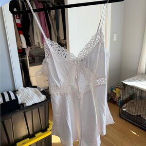 White Lace Trim Bridal Romper